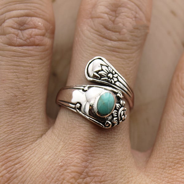 New Year Promotion 49% OFF - Turquoise Spoon Silver Ring