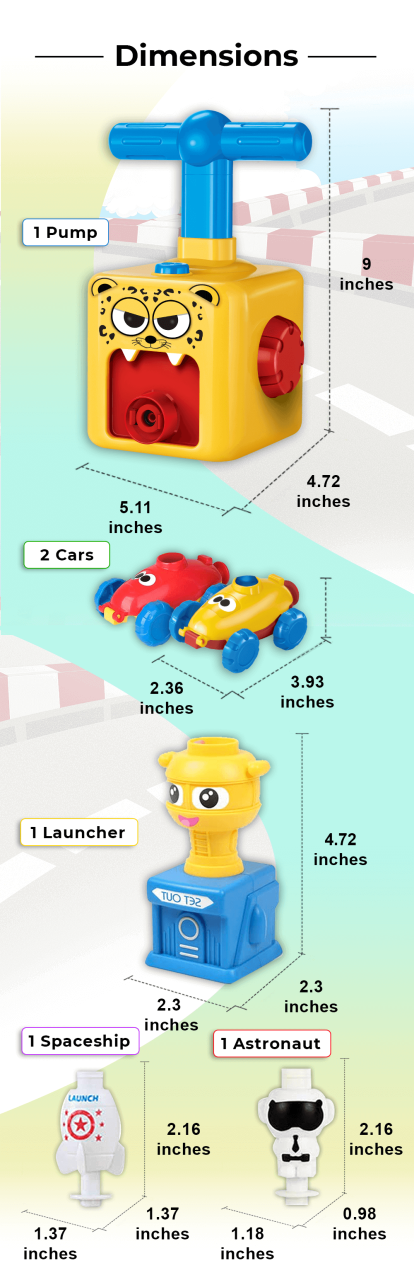 Loonie Launcher - Aerodynamic Balloon Powered Cars for 3+, Top STEM Science & Educational Toy of 2021, Includes 2 Cars, 10 Balloons 1 Air Pump