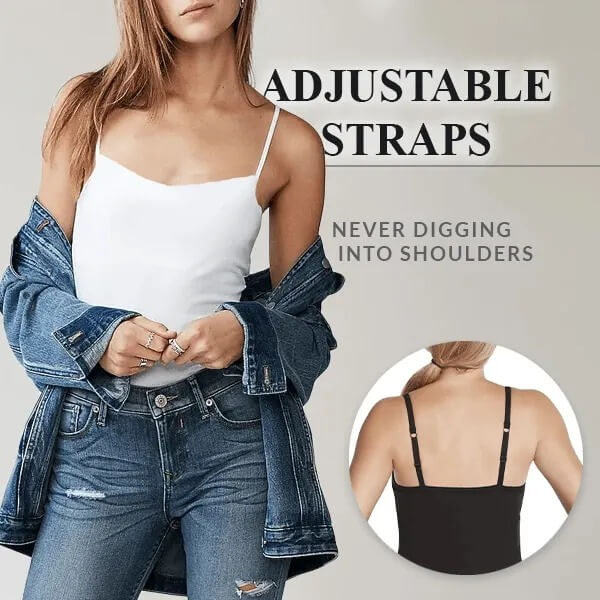 The Demi - Padded Spaghetti Camisole Top Vest With Built-in Bra