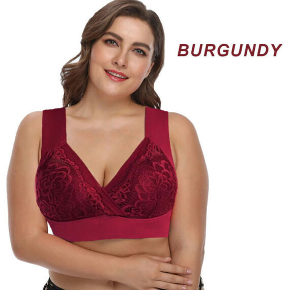 Rosy Lift Bra Plus Size Comfort Extra Elastic Wireless Support Lace Bra From M To Xl Ceelic