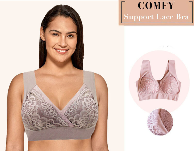 ROSY LIFT BRA – Plus Size Comfort Extra Elastic Wireless Support Lace Bra (From M to 5XL)