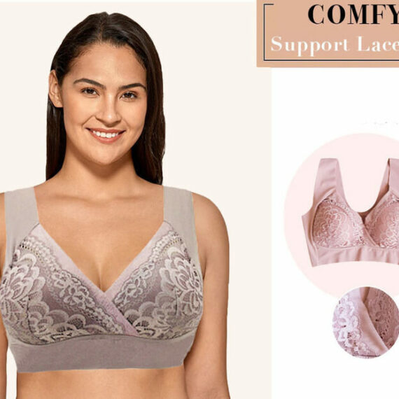 Rosy Lift Bra Plus Size Comfort Extra Elastic Wireless Support Lace Bra From M To Xl Ceelic