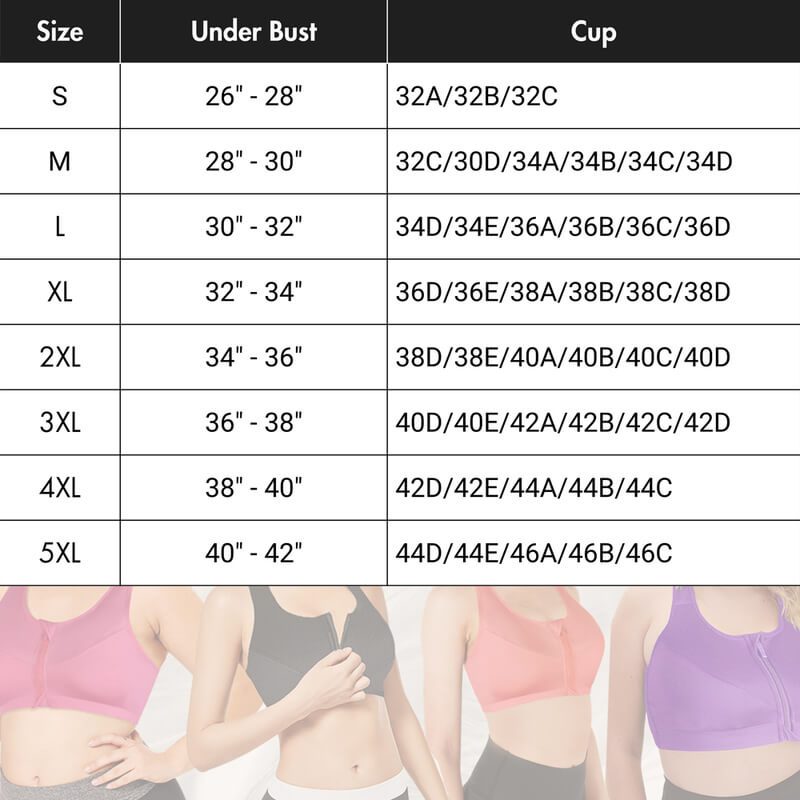 LIZ BRA - Plus Size Active Comfort Breathable Front Zip Bra (From S to 5XL)