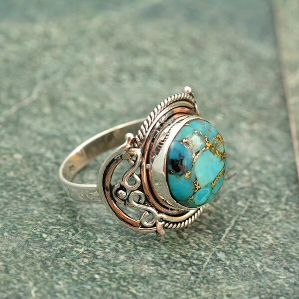 Sterling Silver Boho Turquoise Ring