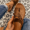 Women's Buckle Leather Flip-flops