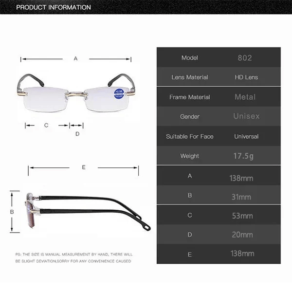 High Hardness Anti Blue Light Intelligent Dual Focus Reading Glasses