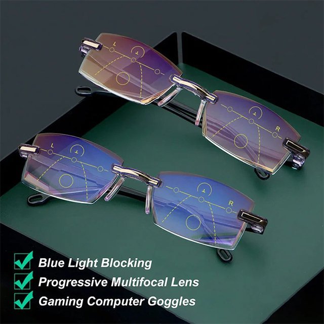 color glint sapphire high hardness anti blue light intelligent dual focus reading glasses