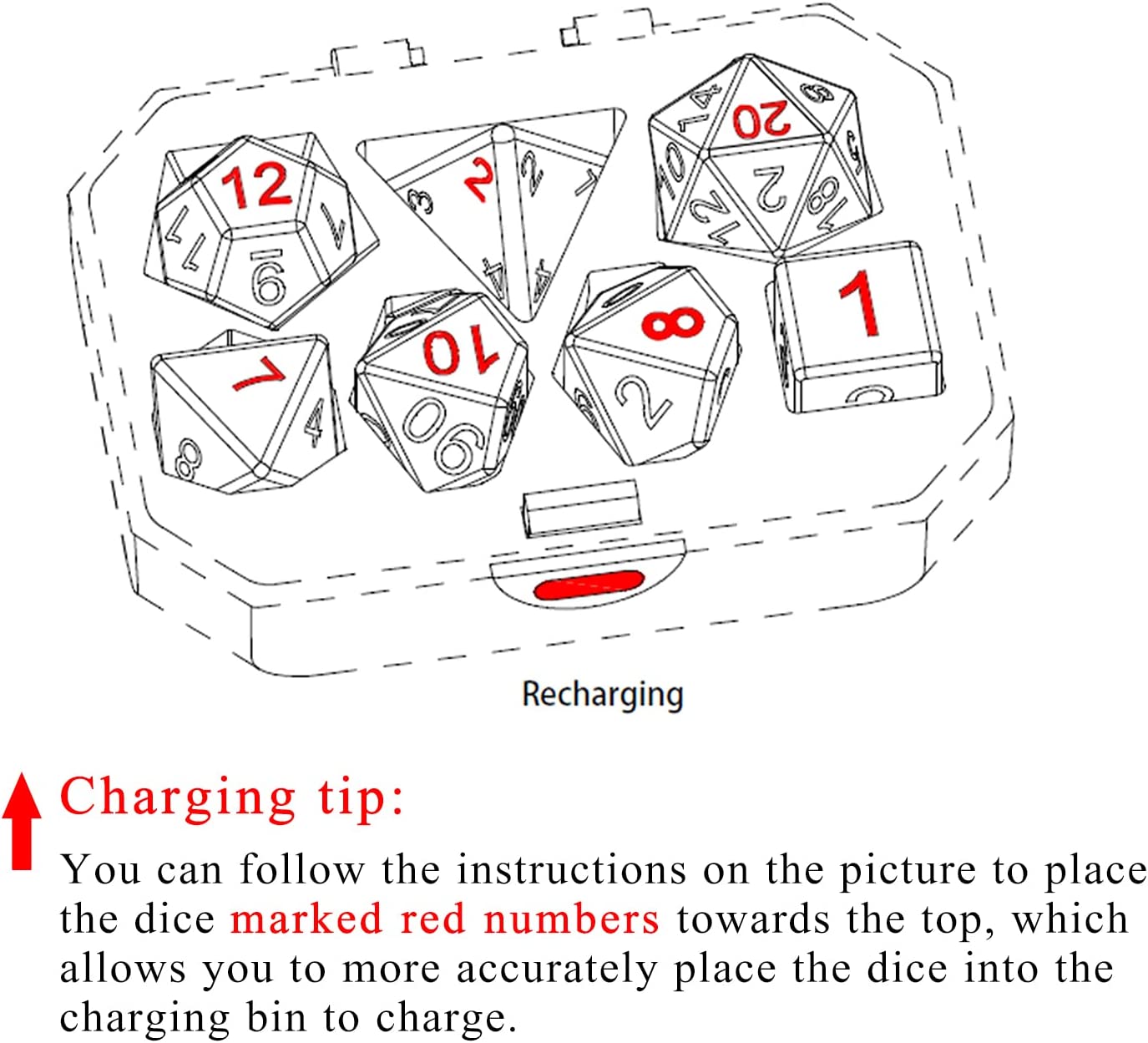 DND Dice Rechargeable with Charging Box (7 PCS)