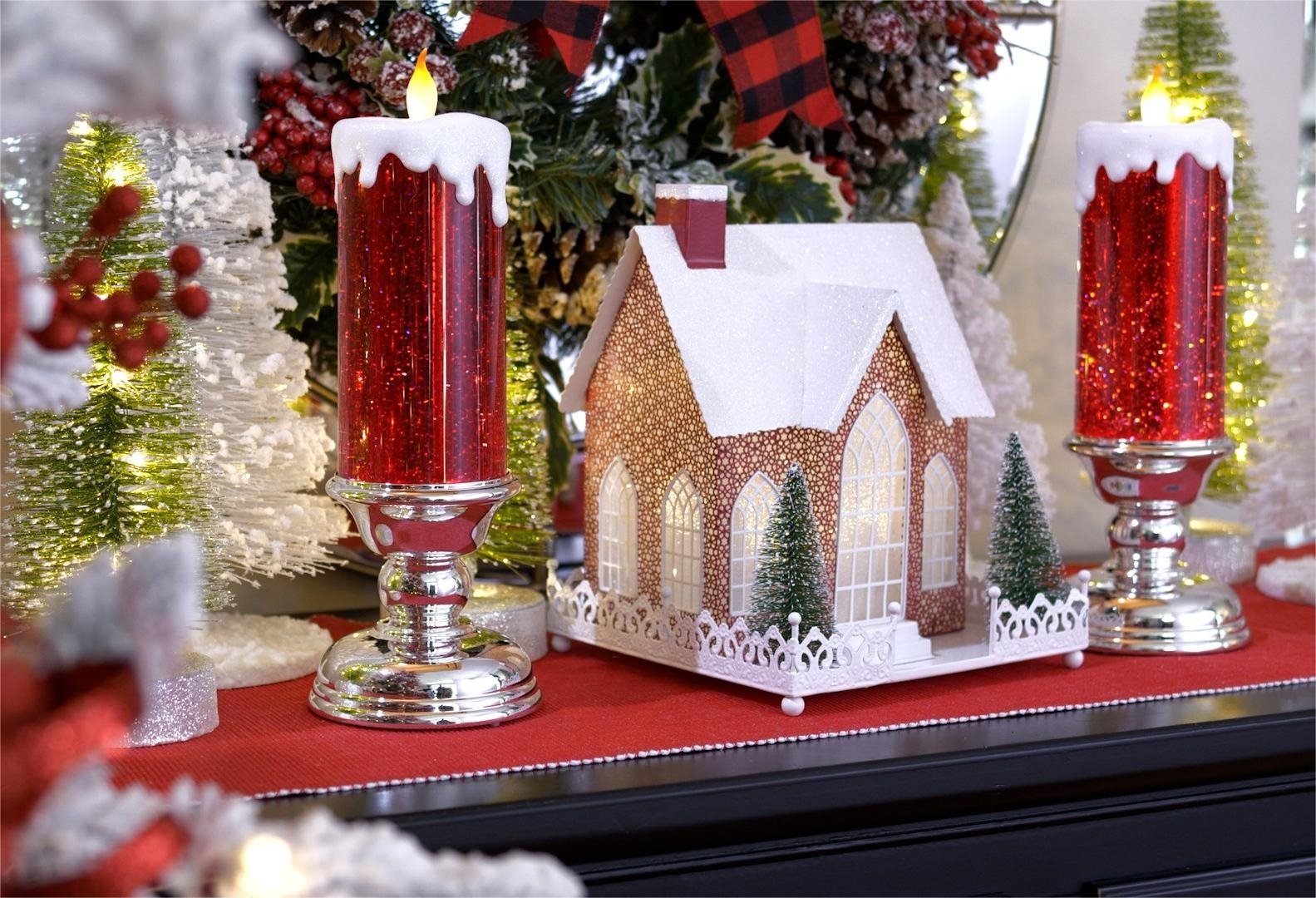 LED Christmas Candles With Pedestal