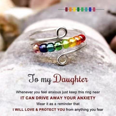 To My Daughter - Drive Away Your Anxiety Rainbow Beads Fidget Ring