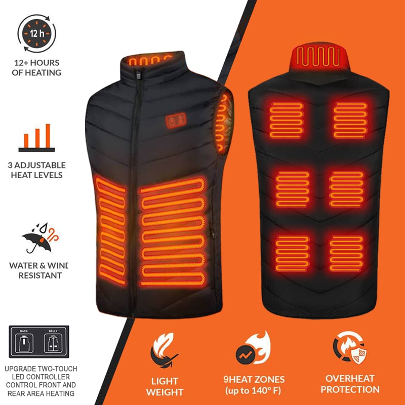 2022 Updated Version Two-touch LED Controller Heated Vest For Men & Women With Battery Pack