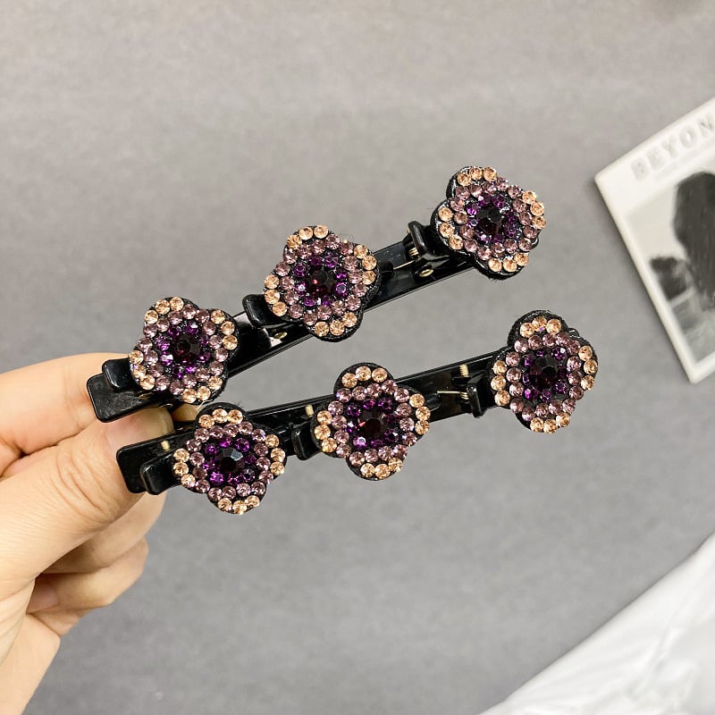 (BUY 1 GET 1 FREE ) Sparkling crystal stone braided hair clips