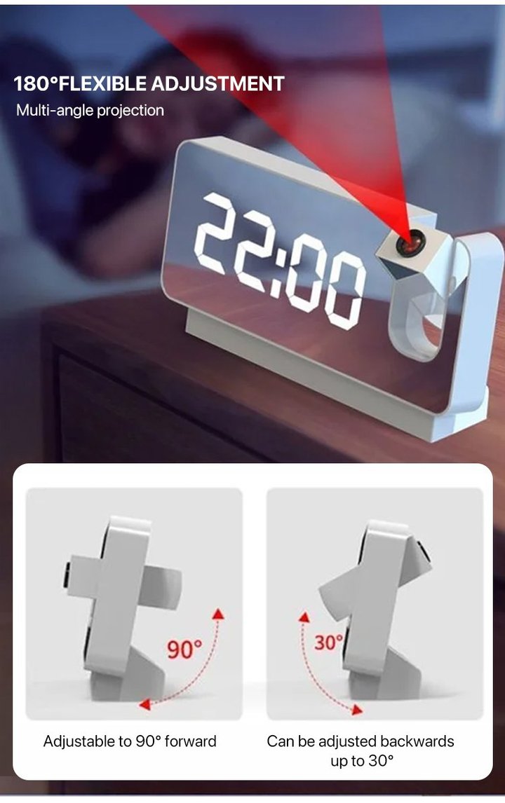 Mirror projection alarm clock