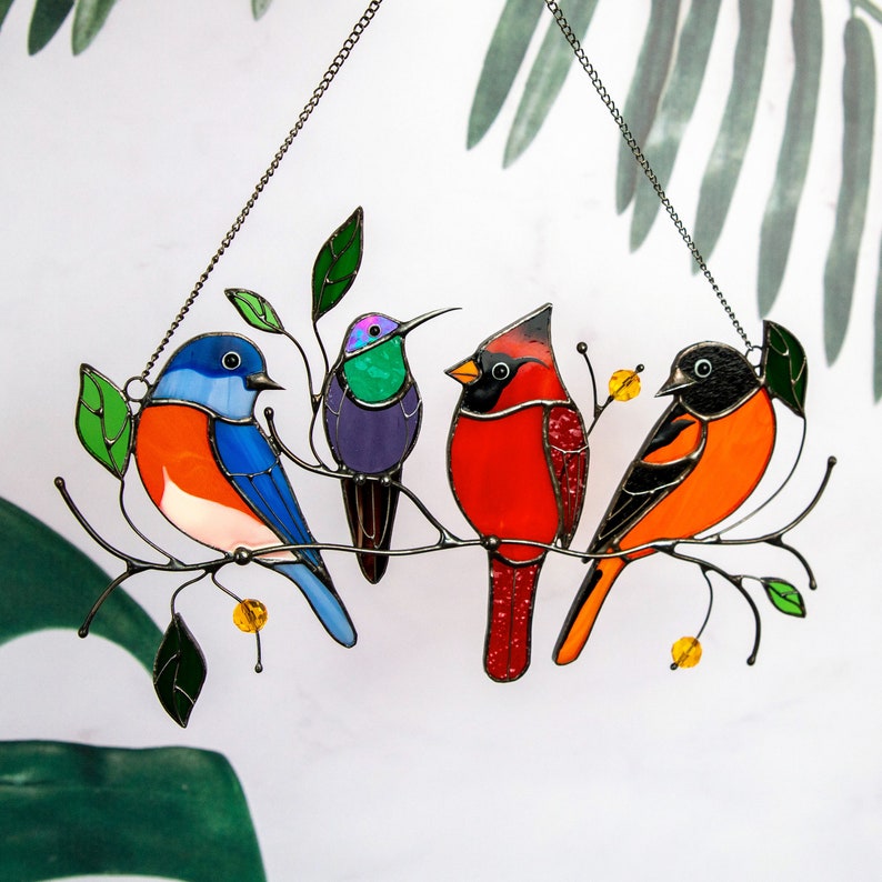 The Best Gift-Birds Stained Window Panel Hangings