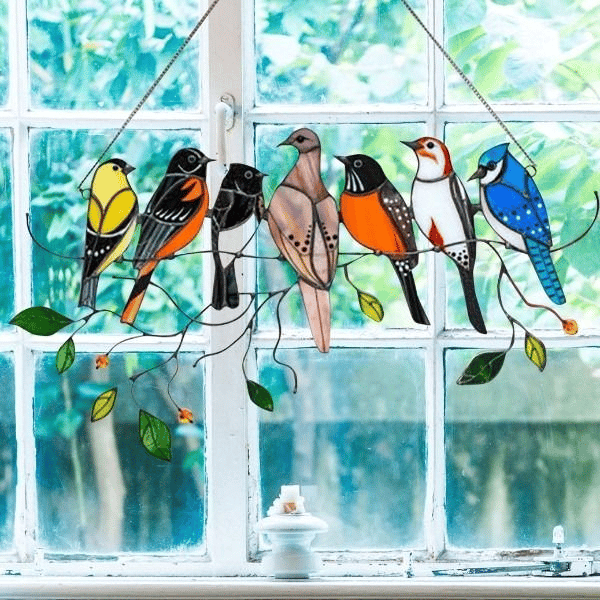 The Best Gift-Birds Stained Window Panel Hangings