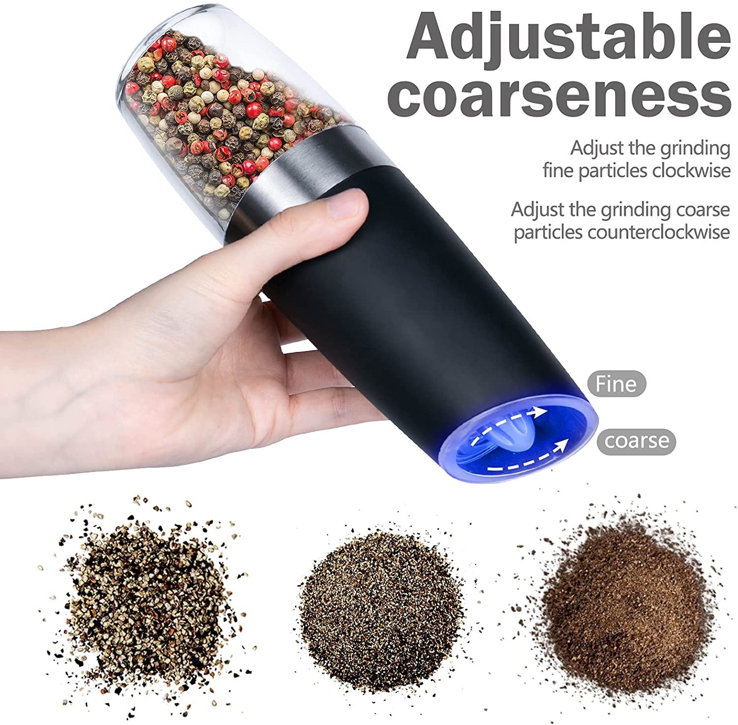 Automatic Electric Gravity Induction Salt and Pepper Grinder