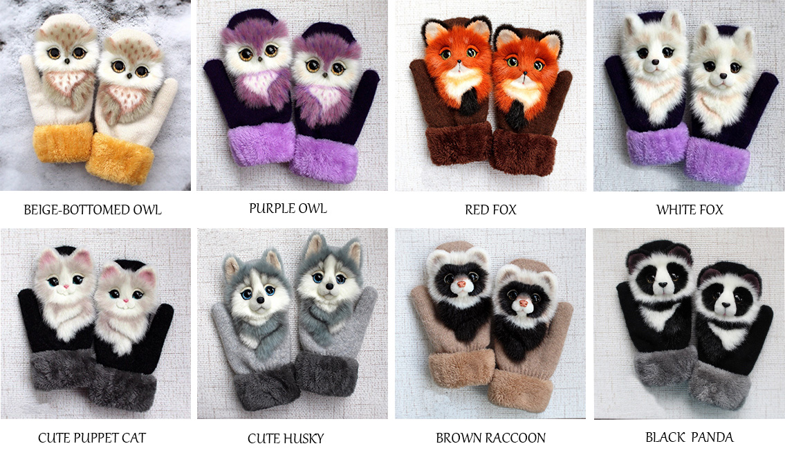 Hand-knitted animal Mittens