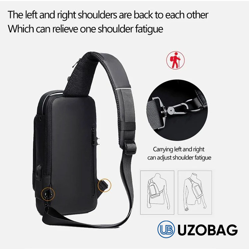 UzoBag - USB charging sport sling Anti-theft shoulder bag