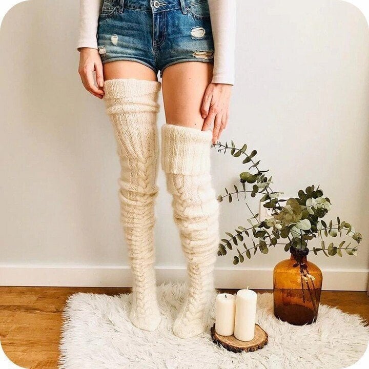 Warm Over Knee Extra Long Knitted Socks