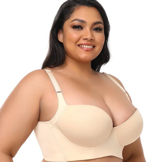 Deep Cup Bra Hide Back Fat With Shapewear Incorporated-Nude（Buy 1