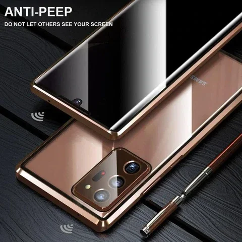 New Update Privacy Metal Frame Double-side Temper Glass Case For Samsung