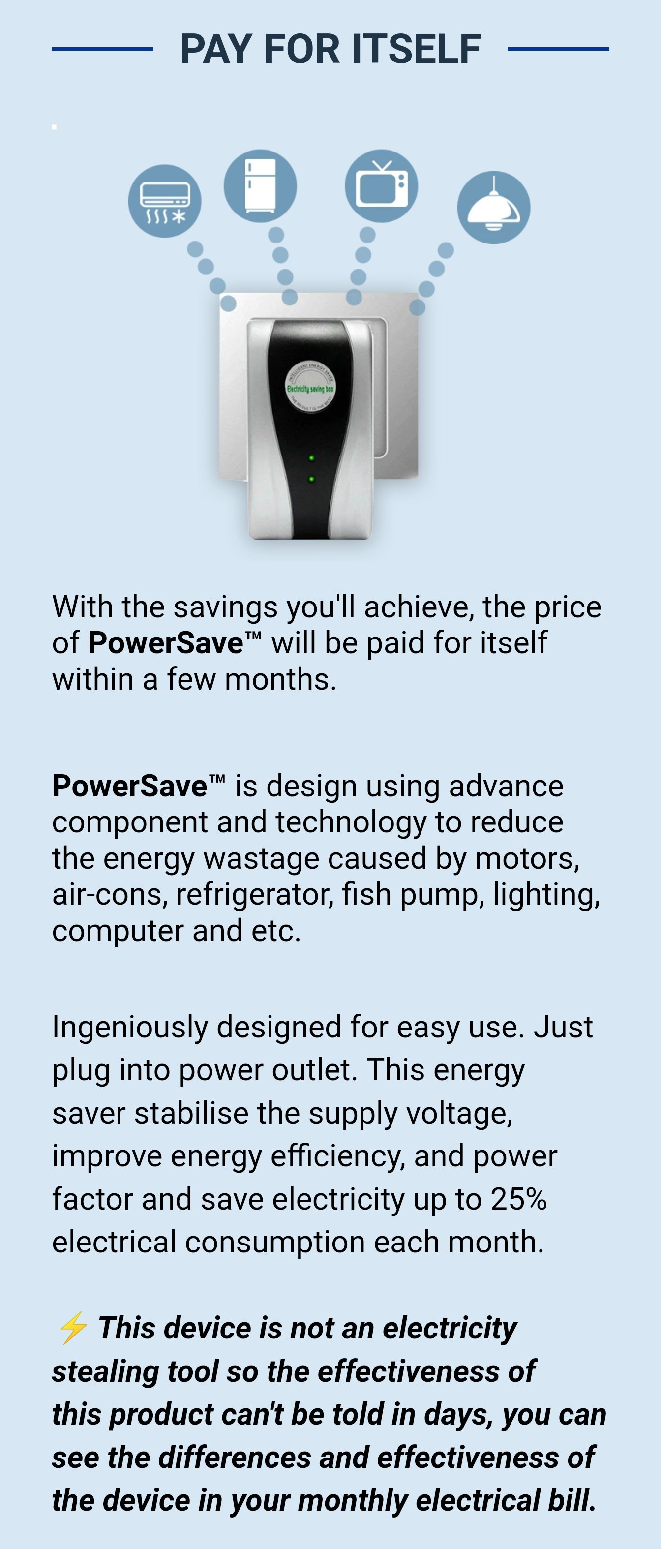 PowerSave - Energy Saver Saving Device For Household Office Market Factory