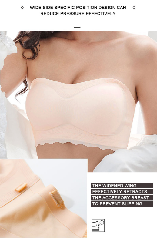 BestMeUnd PLUS SIZE Women's Sexy Off-Shoulder Invisible Push Up Bra (Buy 1 Get 1 Free) Beige+Black