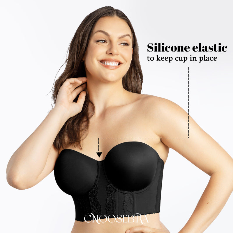 Choosebra Strapless Long Line Bustier Bra 2pcs Blacknude Ceelic