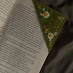 Personalized hand embroidered corner bookmark