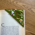 Personalized hand embroidered corner bookmark